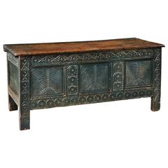 Rare Early Three-Panel Painted Chest