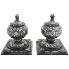 Antique Pair of Bidriware Carpet Weights, 19th Century