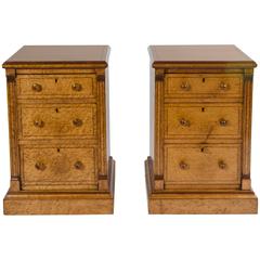 Pair of 19th Century Bird's-Eye Maple Bedside Chests