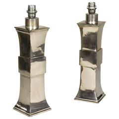 Pair of Vereinigte Werkstätten München Pewter Lamps, circa 1960, Germany