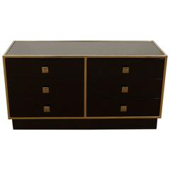  Black Lacquered Console with Brass Surround