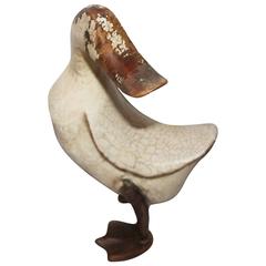 Folky Hand-Carved and Painted Duck