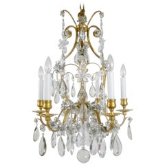 Antique Louis XVI Style Gilt Bronze and Crystal Six-Light Chandelier