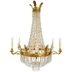 Gilt Bronze and Crystal Empire Style Chandelier 3