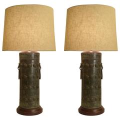 Monumental Pair of Bronze Vases Mounted as Lamps