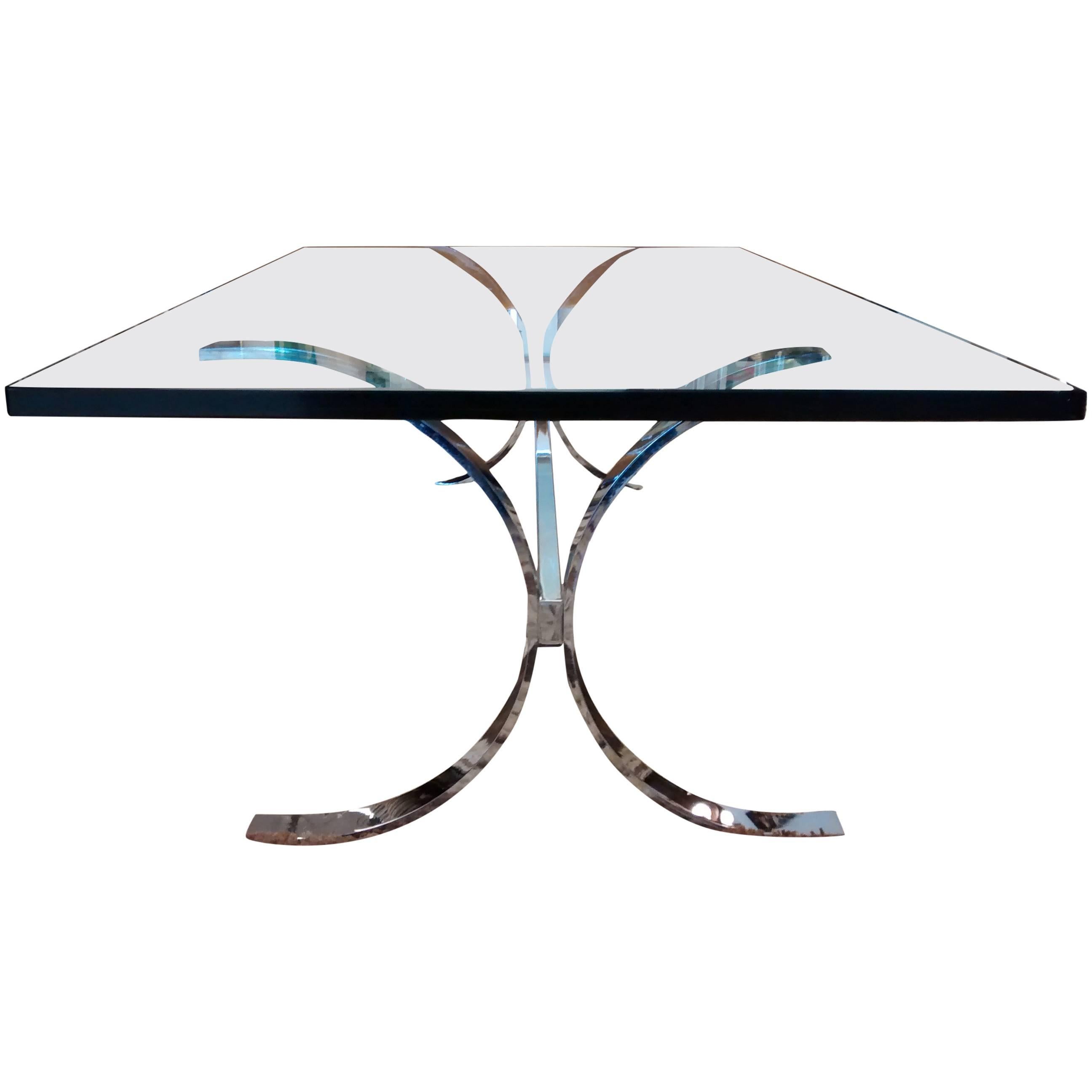 Milo Baughman for Thayer Coggin Glass and Chrome Coffee Table For Sale