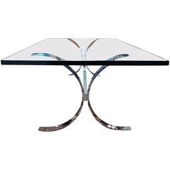 Milo Baughman for Thayer Coggin Glass and Chrome Coffee Table