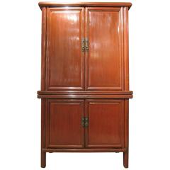 Antique 19th Century Two-Part Chinese Tapered Cabinet Armoire