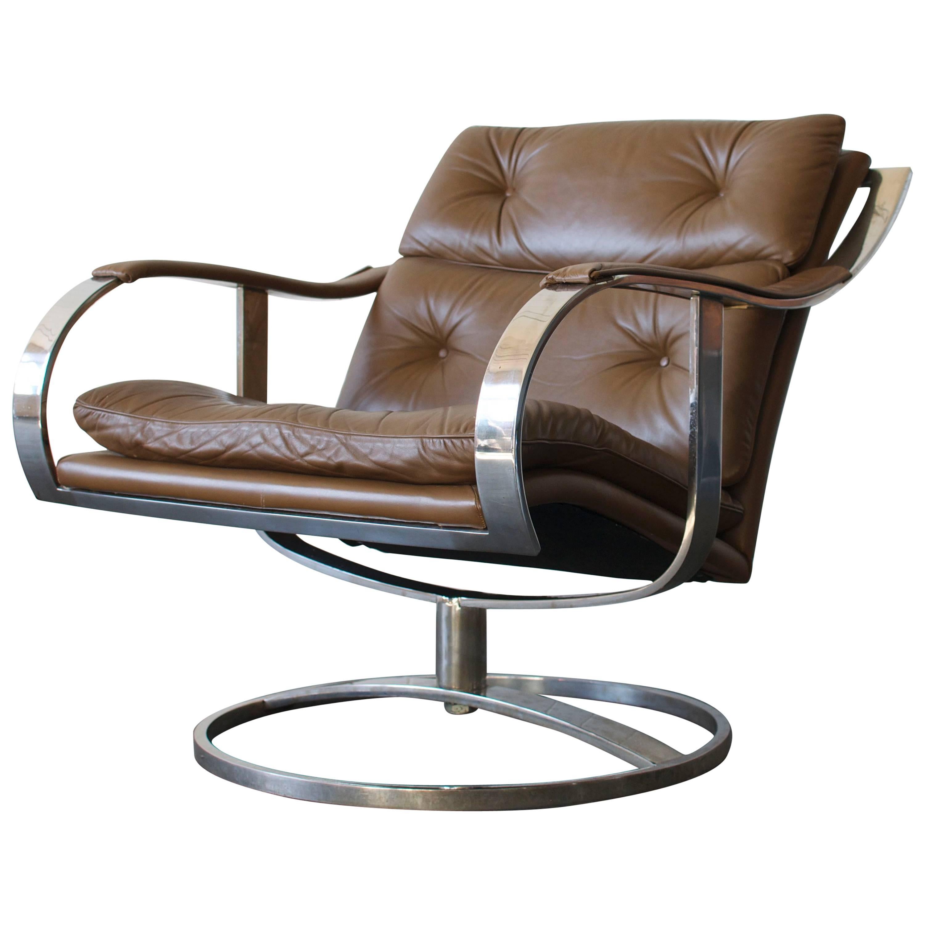 Gardner Leaver for Steelcase Leather Lounge Chair For Sale