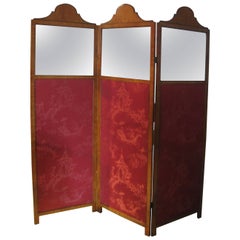 Antique Edwardian Satinwood Folding Screen