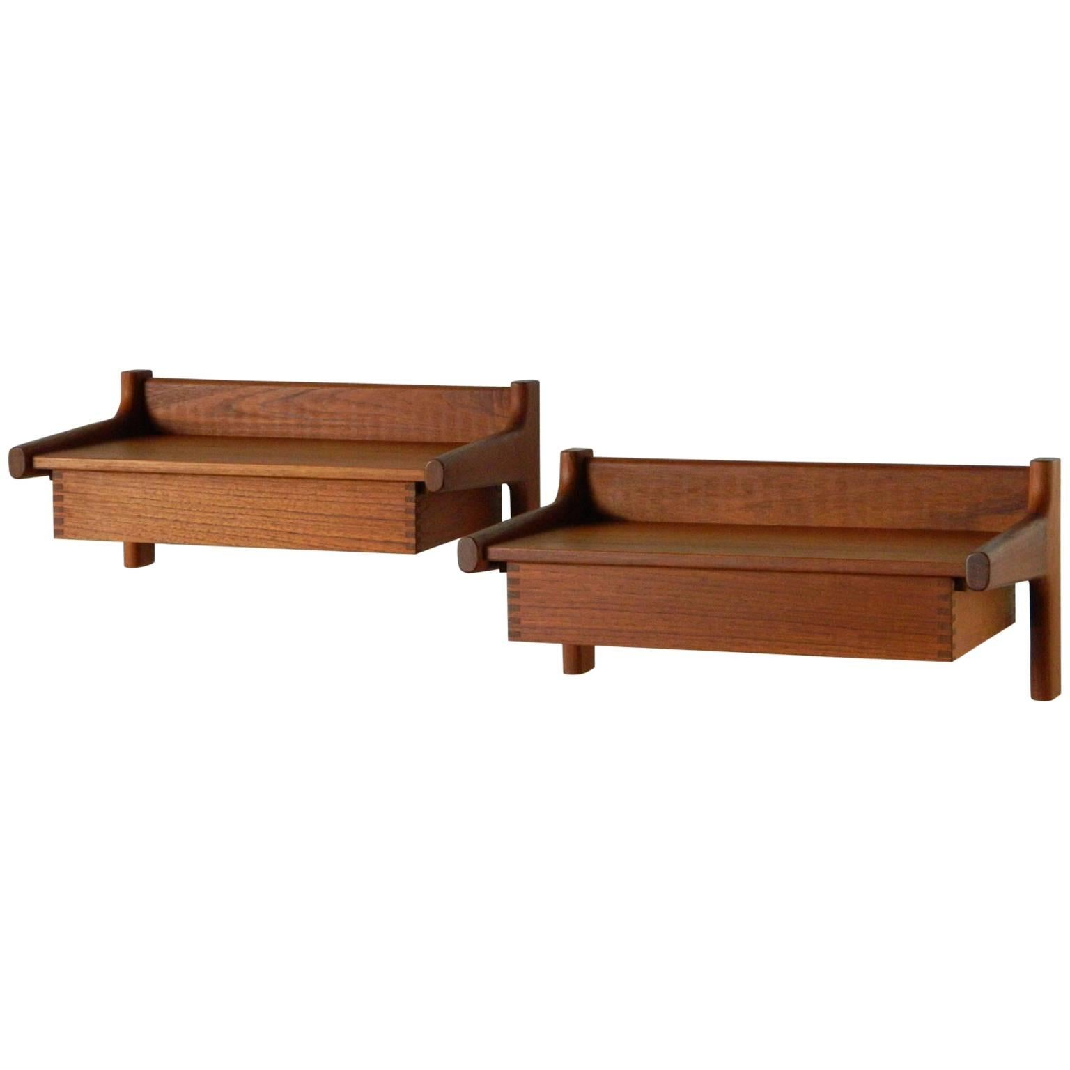 Pair of Floating Danish Teak Shelves by Dyrlund at 1stDibs