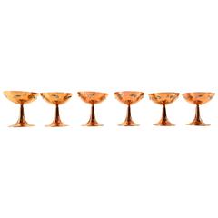 Vintage Los Castillo, Set of Six Copper Goblets