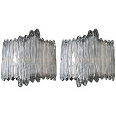 Pair of Murano Curved Icicle Wall Lights