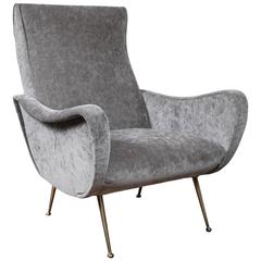 Single Large Mid-Century Italian Lounge Chair in the Style of Zanuso