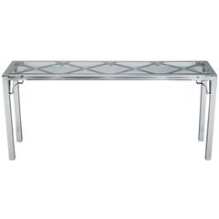 Midcentury Chrome and Glass Chinese Chippendale Style Console 8