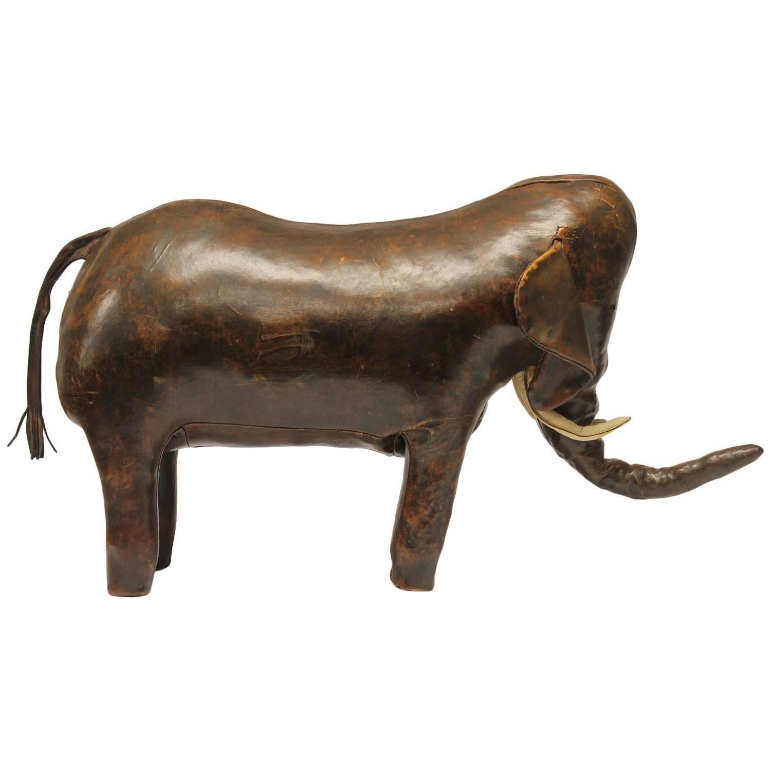 Large Vintage Leather Elephant by Dimitri Omersa for Abercrombie & Fitch For Sale