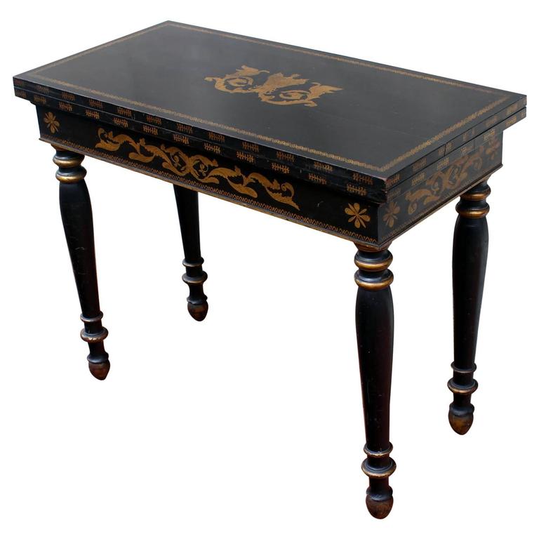 19th Century American Gold Leaf and Painted Card Table at 1stdibs