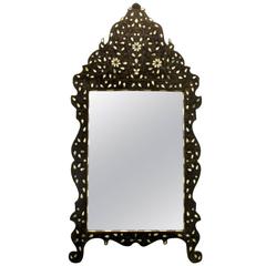 48" Tall Primitive Syrian Mirror with Mother of Pearl Inlay