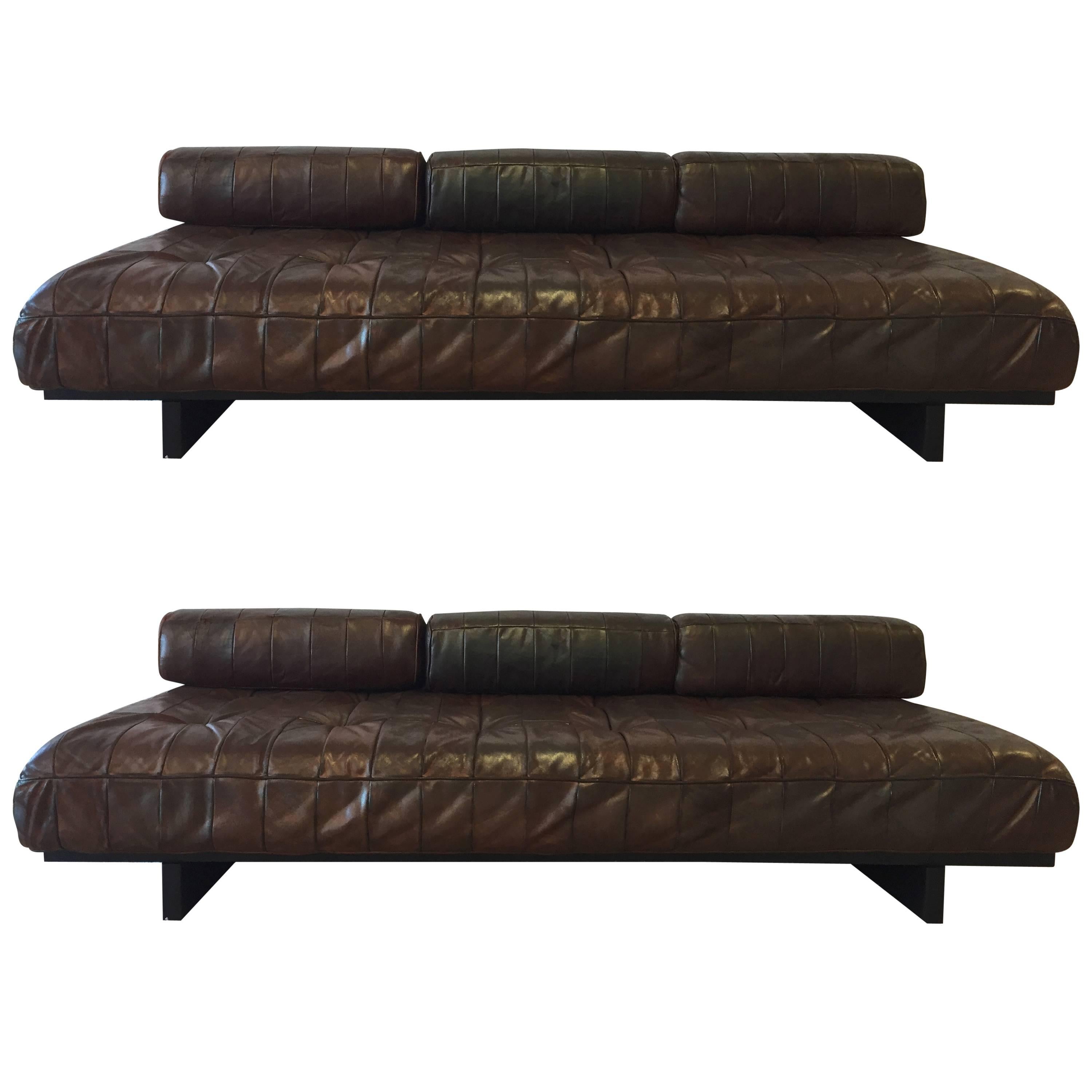 Pair of De Sede Ds-80 Daybed Leather Sofas