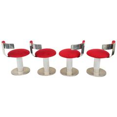 Set of Four Chrome Swivel Stools Made by Design for Leisure Ltd