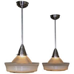 Six "Sailor Hat" Machine Age Industrial Pendant Lights