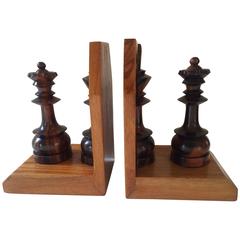 Wooden Chess Pieces Book Ends
