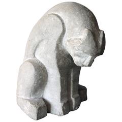 Art Deco Stone Sculpture of a Lioness