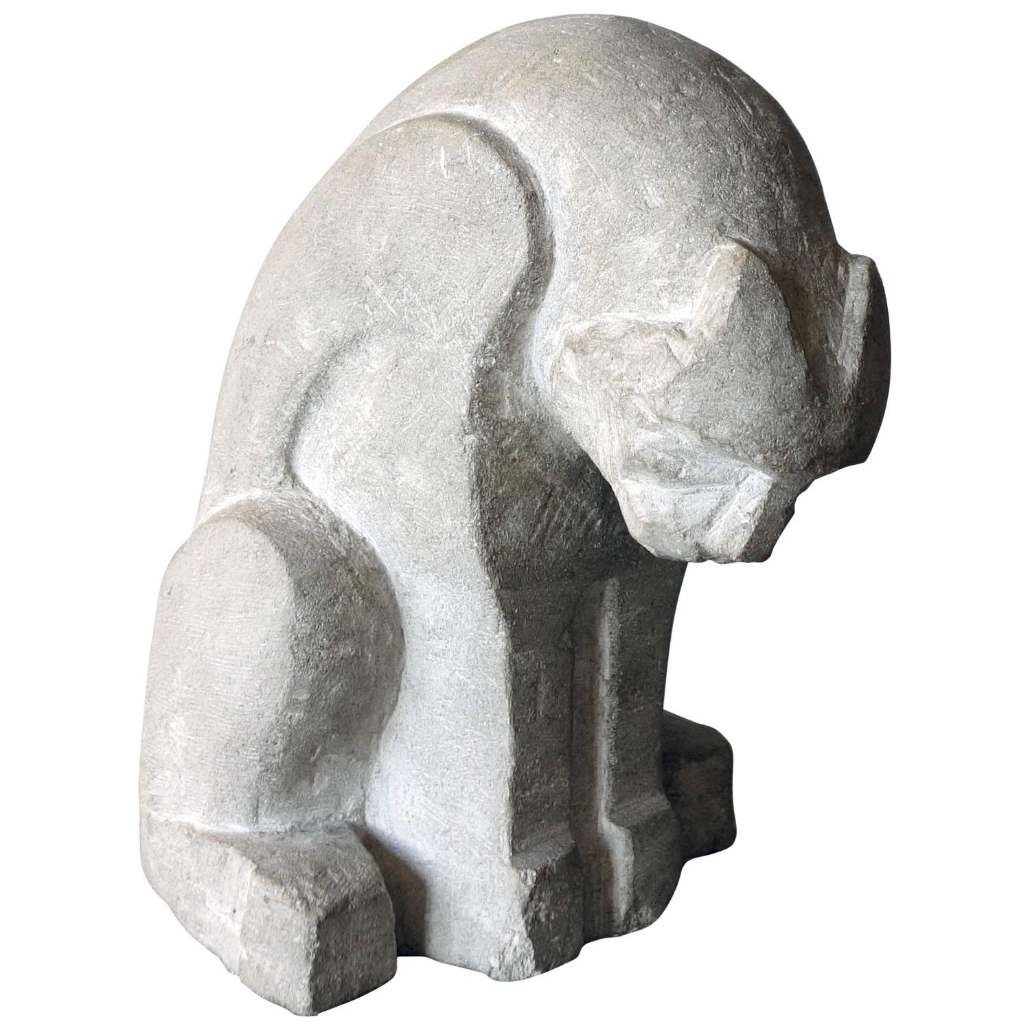 Art Deco Stone Sculpture of a Lioness For Sale at 1stdibs