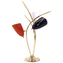 Lightolier Three-Arm Three Cone Brass Table Lamp