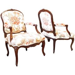 Pair of French Louis XV Period Fauteuils