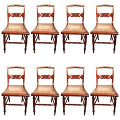 Set of Eight New England Curly Maple Dining Chairs
