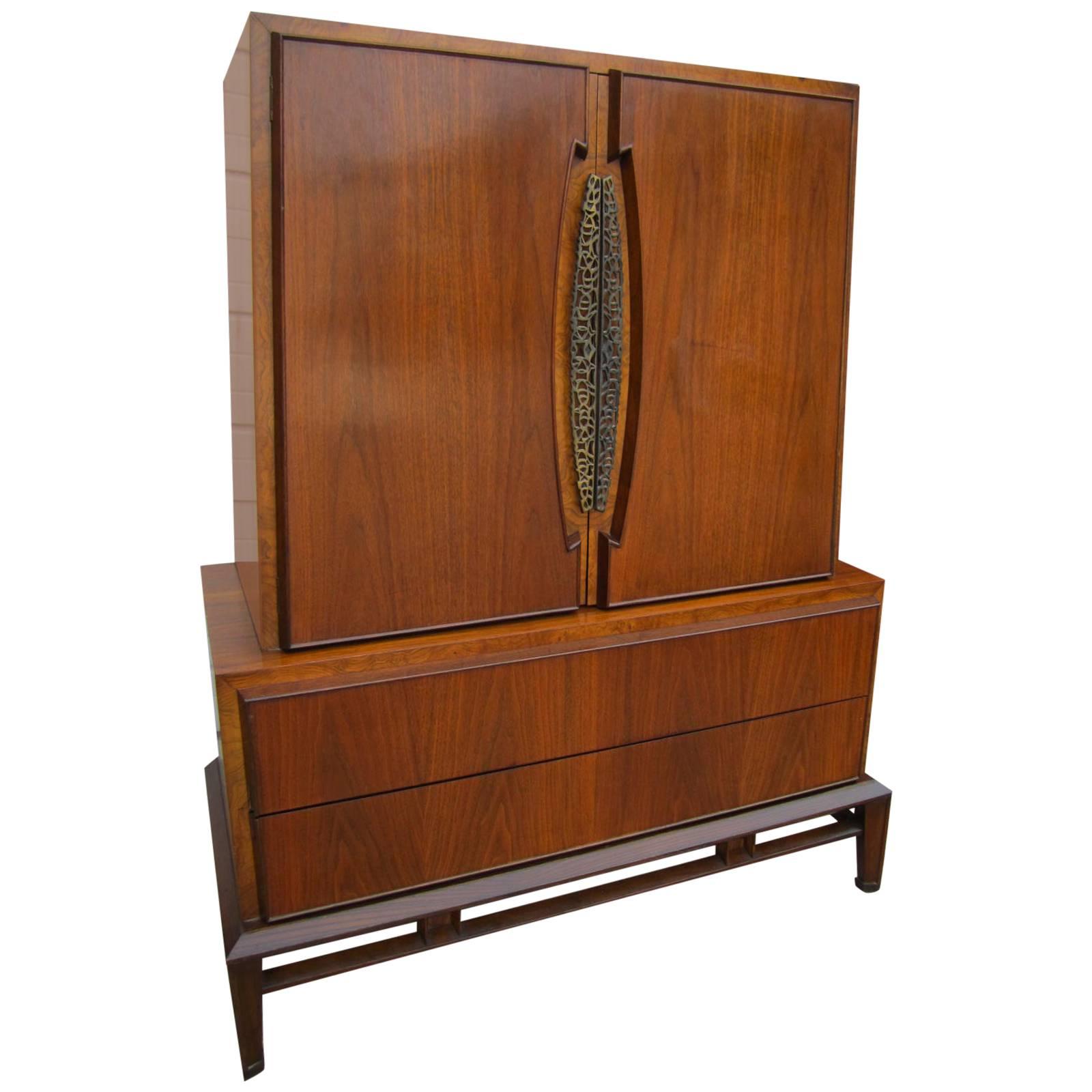 Lovely Hobey Helen Tall Walnut Dresser Chest, Mid-Century Modern For Sale