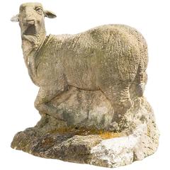 18th Century Sheep Garden Statue in Limestone 2