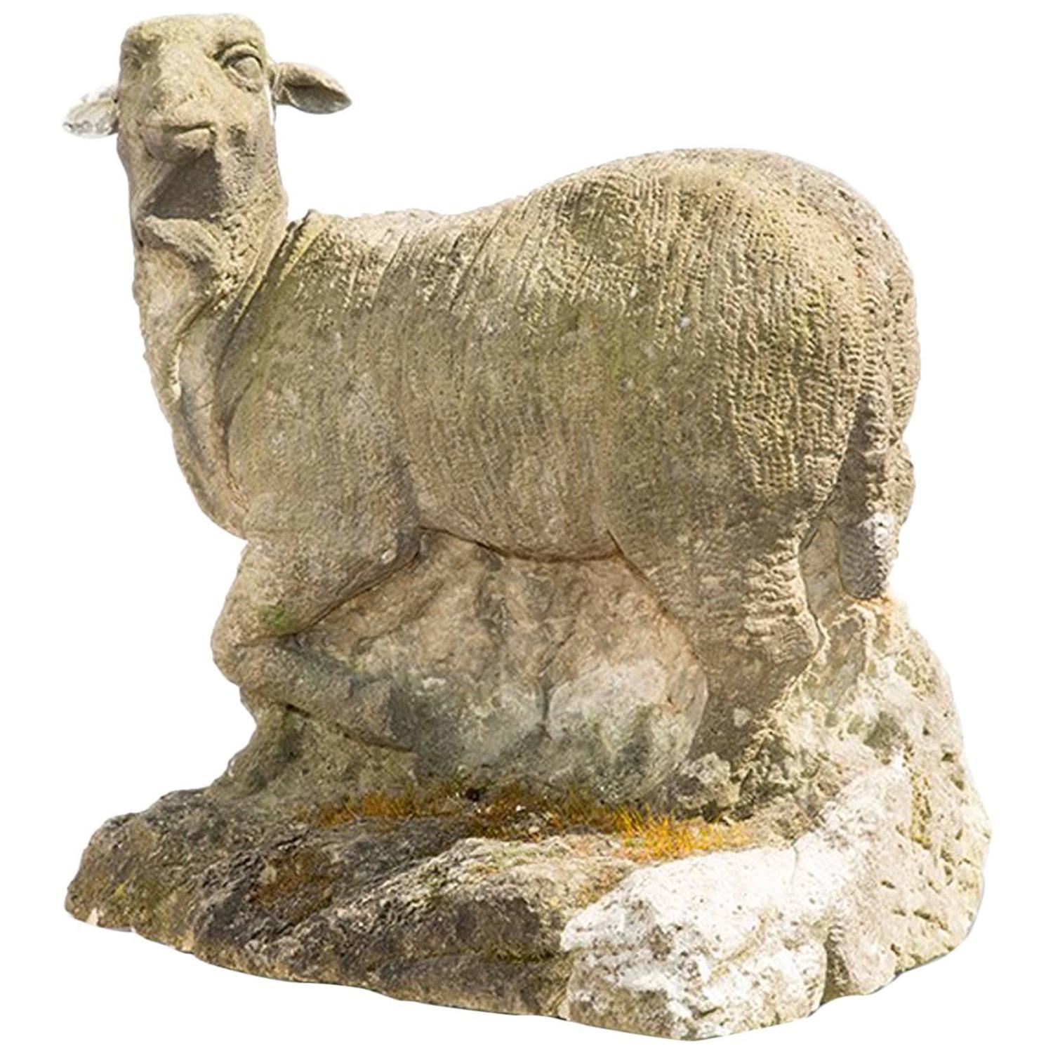 18th Century Sheep Garden Statue in Limestone For Sale at 1stdibs
