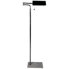 Modernist Chrome and Marble Swing Arm Floor Lamp, Koch & Lowy