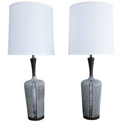 Pair of Mid-Century Danish Glazed Ceramic Table Lamps Pair of Mid-Century Danish Glazed Ceramic Table Lamps