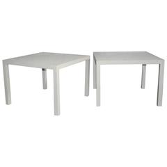 Pair of White Lacquered Parsons End Tables Circa 1960 Billy Haines Style