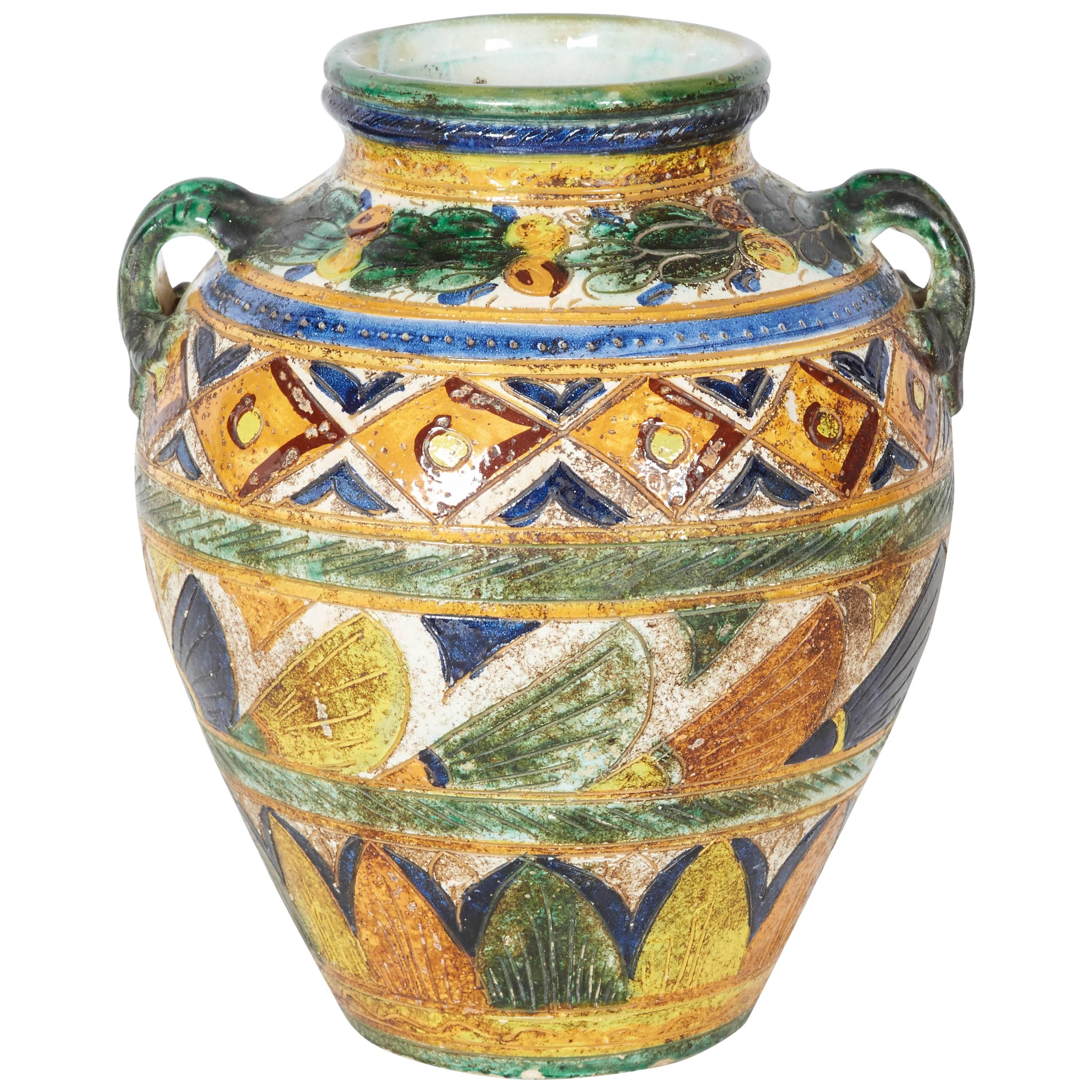 Italian Modernist Vase in the Etruscan Style  For Sale