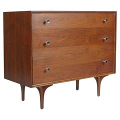 Oiled Walnut Three-Drawer Chest by Milo Baughman for Glenn of California Oiled Walnut Three-Drawer Chest by Milo Baughman for Glenn of California