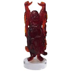 Seltener Happy Buddha aus rotem Harz von Dorothy Thorpe