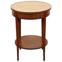 Marble Top and Parquetry Mahogany Gueridon