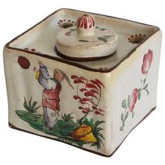 French Faience Chinoiserie Inkwell