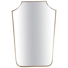 Italian 1950s Brass Frame Shield Mirror