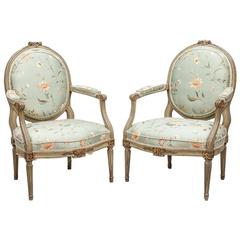 Pair of Louis XVI Style Fauteuils a La Reine