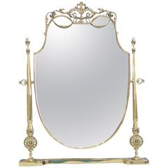 Antique Sparkling Polished Brass Swivel Vanity Mirror