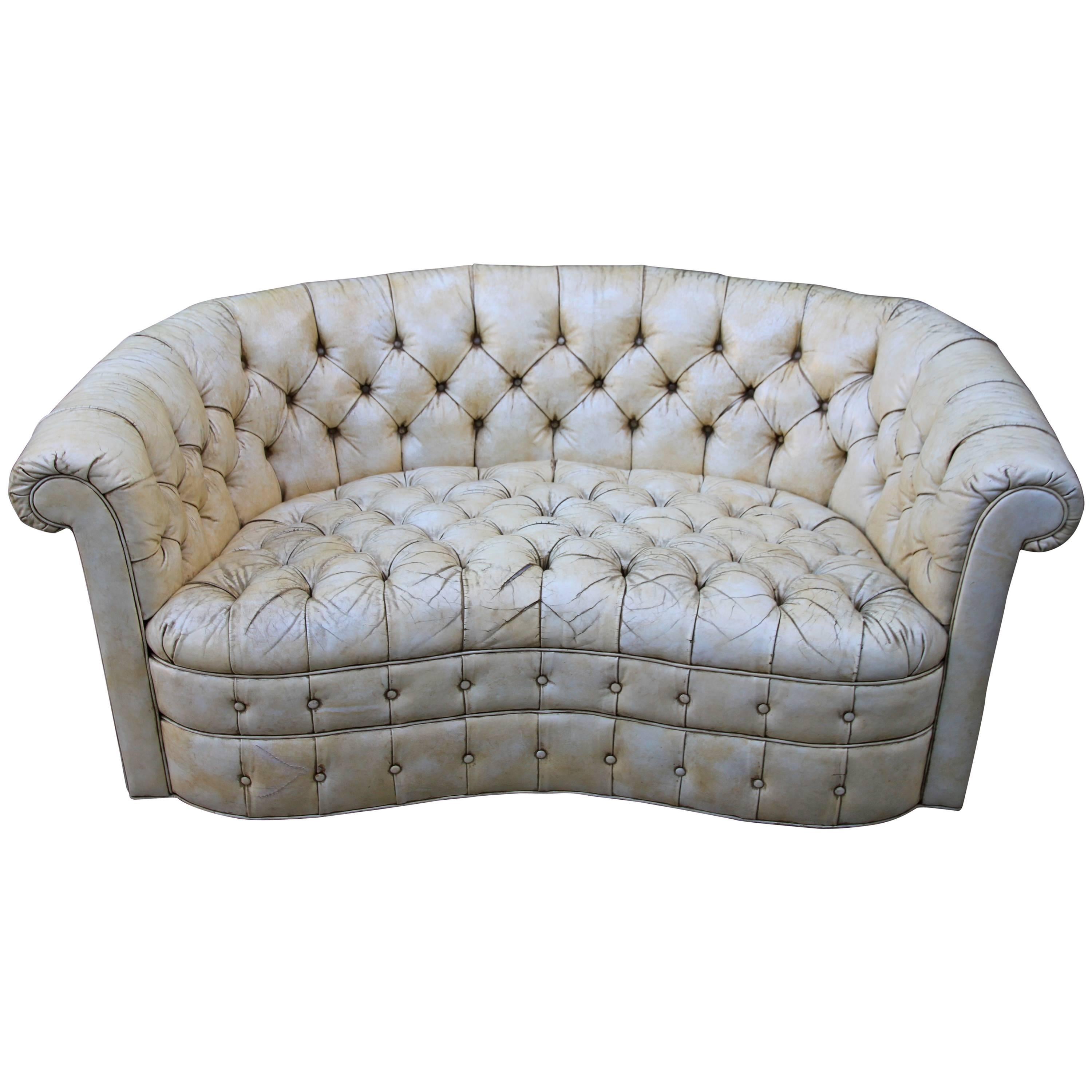 Leather Tufted Chesterfield Style Love Seat