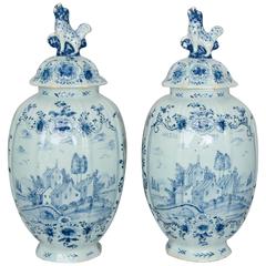 Pair of Dutch Delft Vases, Late 18th Century