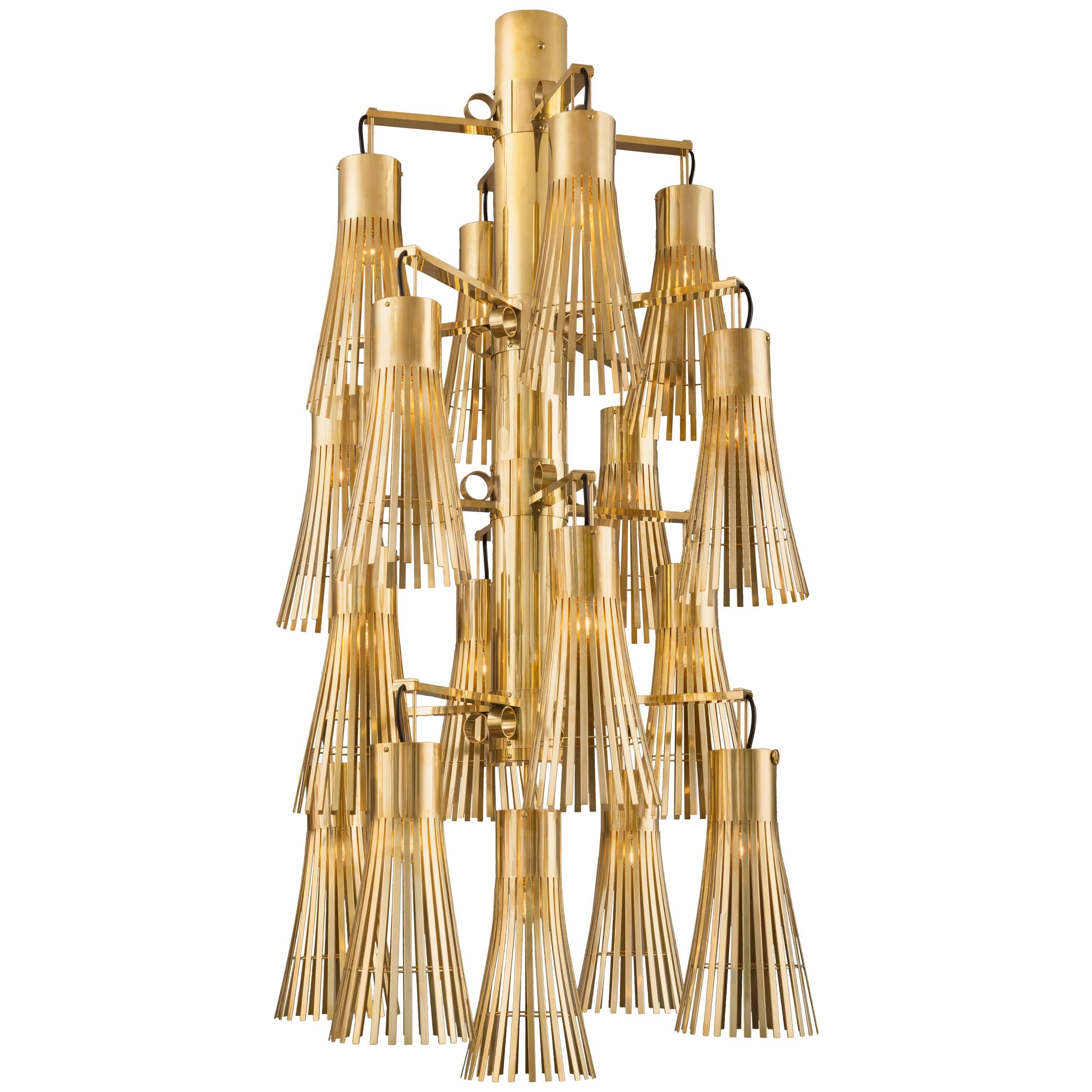 Golden Chandelier by Kam Tin For Sale