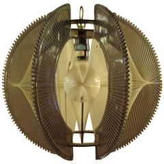 Midcentury Lucite & Brass Chandelier 8