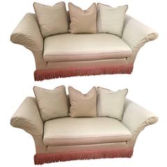 Pair of Plush Upholstered Custom Loveseats